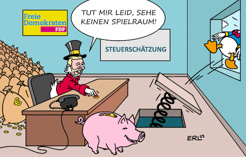 Cartoon: Steuerschätzung (medium) by Erl tagged politik,finanzen,steuerschätzung,schätzung,einnahmen,staat,finanzminister,christian,lindner,fdp,spielräume,onkel,dagobert,donald,duck,rauswurf,bittsteller,sparschwein,geld,geldsäcke,karikatur,erl,politik,finanzen,steuerschätzung,schätzung,einnahmen,staat,finanzminister,christian,lindner,fdp,spielräume,onkel,dagobert,donald,duck,rauswurf,bittsteller,sparschwein,geld,geldsäcke,karikatur,erl