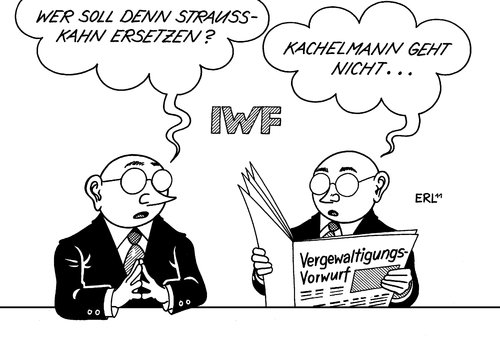 Cartoon: Strauss-Kahn (medium) by Erl tagged strauss kahn,iwf,nachfolge,streit,chef,machtkampf,wirtschaft,strauss,kahn,haft,vergewaltigung,untersuchungshaft,kachelmann,nachfolger,vorwurf,rücktritt,währungsfonds