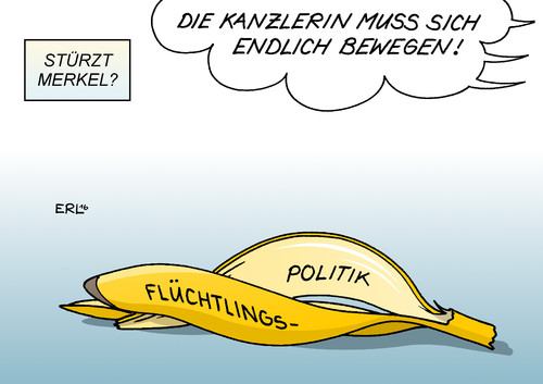 Cartoon: Stürzt Merkel? (medium) by Erl tagged karikatur,bewegung,banane,bananenschale,sturz,gefahr,amt,begrenzung,abschottung,schließung,grenzen,obergrenze,aufruhr,kritik,csu,cdu,merkel,angela,kanzlerin,bundeskanzlerin,politik,deutschland,eu,flüchtlinge,erl,flüchtlinge,eu,deutschland,politik,bundeskanzlerin,kanzlerin,angela,merkel,kritik,aufruhr,obergrenze,grenzen,schließung,abschottung,begrenzung,amt,gefahr,sturz,bananenschale,banane,bewegung,karikatur,erl