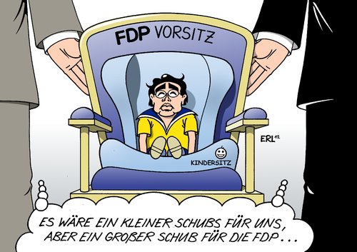 Cartoon: Sturzpläne (medium) by Erl tagged fdp,partei,vorsitz,chef,philipp,rösler,jung,plan,sturz,umfrage,wähler,kindersitz,fdp,partei,rösler,umfrage,wähler,kindersitz