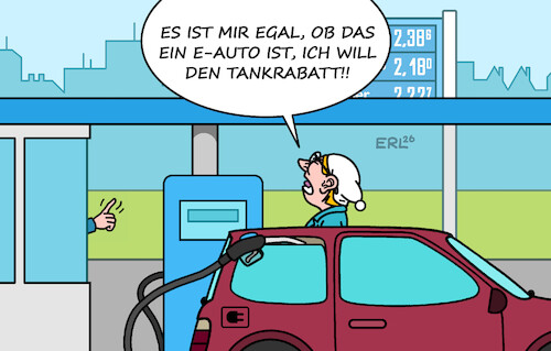 Cartoon: Tankrabatt (medium) by Erl tagged politik,spritpreis,benzinpreis,rekord,tankrabatt,subvention,schaden,klimawende,elektroauto,klima,michel,karikatur,erl,politik,spritpreis,benzinpreis,rekord,tankrabatt,subvention,schaden,klimawende,elektroauto,klima,michel,karikatur,erl