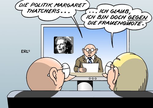 Cartoon: Thatcher (medium) by Erl tagged margaret,thatcher,premierministerin,großbritannien,politik,thatcherismus,neoliberal,spaltung,arm,reich,argument,gegenargument,frauenquote,margaret,thatcher,premierministerin,großbritannien,politik,thatcherismus,neoliberal,spaltung,arm,reich,argument,gegenargument,frauenquote