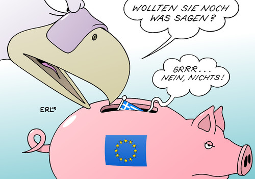 Cartoon: Tierisches Teamwork (medium) by Erl tagged griechenland,krise,schulden,euro,kredit,hilfe,verlängerung,bedingung,reformen,sparkurs,regierung,tsipras,varoufakis,wahlversprechen,reformliste,schäuble,eu,ezb,iwf,troika,geld,finanzen,pleite,grexit,pleitegeier,sparschwein,teamwork,karikatur,erl,griechenland,krise,schulden,euro,kredit,hilfe,verlängerung,bedingung,reformen,sparkurs,regierung,tsipras,varoufakis,wahlversprechen,reformliste,schäuble,eu,ezb,iwf,troika,geld,finanzen,pleite,grexit,pleitegeier,sparschwein,teamwork