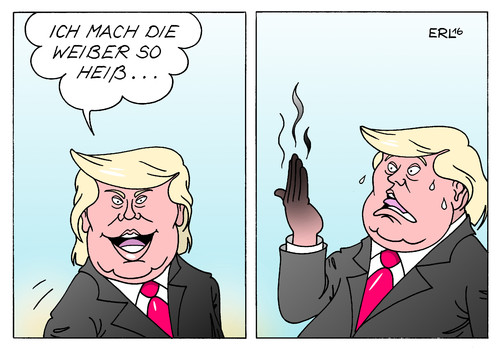 Cartoon: Trump (medium) by Erl tagged usa,wahl,präsident,präsidentschaftswahl,wahlkampf,kandidat,republikaner,donald,trump,rechtspopulismus,sexismus,frauenfeindlichkeit,video,aussagen,finger,verbrannt,umfragen,karikatur,erl,usa,wahl,präsident,präsidentschaftswahl,wahlkampf,kandidat,republikaner,donald,trump,rechtspopulismus,sexismus,frauenfeindlichkeit,video,aussagen,finger,verbrannt,umfragen,karikatur,erl