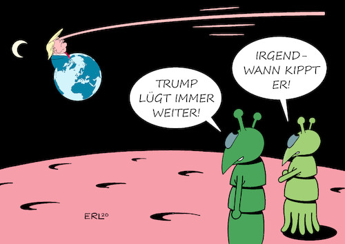 Cartoon: Trump lügt immer weiter (medium) by Erl tagged politik,usa,präsident,donald,trump,rechtspopulismus,nationalismus,rassismus,narzissmus,lügen,lügner,fake,news,versagen,corona,virus,pandemie,wahlkampf,wiederwahl,erde,weltall,außerirdische,karikatur,erl,politik,usa,präsident,donald,trump,rechtspopulismus,nationalismus,rassismus,narzissmus,lügen,lügner,fake,news,versagen,corona,virus,pandemie,wahlkampf,wiederwahl,erde,weltall,außerirdische,karikatur,erl