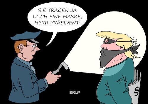 Cartoon: Trump mit Maske (medium) by Erl tagged politik,usa,präsident,donald,trump,corona,virus,pandemie,versagen,weigerung,maske,vertrauter,roger,stone,haft,straferlass,justiz,karikatur,erl,politik,usa,präsident,donald,trump,corona,virus,pandemie,versagen,weigerung,maske,vertrauter,roger,stone,haft,straferlass,justiz,karikatur,erl