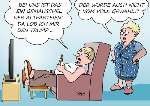 Cartoon: Trump Wahl (medium) by Erl tagged usa,wahl,präsident,donald,trump,mehrheit,wahlmänner,hillary,clinton,volk,wähler,wählerstimmen,rechtspopulismus,direkte,demokratie,karikatur,erl,usa,wahl,präsident,donald,trump,mehrheit,wahlmänner,hillary,clinton,volk,wähler,wählerstimmen,rechtspopulismus,direkte,demokratie,karikatur,erl