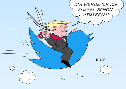 Cartoon: Über den Wolken (medium) by Erl tagged politik,usa,präsident,donald,trump,rechtspopulismus,verachtung,presse,journalismus,botschaften,twitter,fake,news,fakten,wahrheit,halbwahrheiten,unwahrheit,lüge,faktencheck,drohung,beschneidung,flügel,stutzen,flug,vogel,schere,karikatur,erl,politik,usa,präsident,donald,trump,rechtspopulismus,verachtung,presse,journalismus,botschaften,twitter,fake,news,fakten,wahrheit,halbwahrheiten,unwahrheit,lüge,faktencheck,drohung,beschneidung,flügel,stutzen,flug,vogel,schere,karikatur,erl