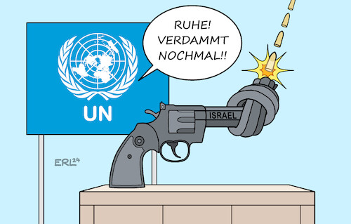 Cartoon: UN-Resolution (medium) by Erl tagged politik,terrorismus,terror,hamas,angriff,überfall,israel,reaktion,bodentruppen,gaza,überreaktion,ministerpräsident,benjamin,netanjahu,un,resolution,waffenruhe,druck,verhandlungen,karikatur,erl,politik,terrorismus,terror,hamas,angriff,überfall,israel,reaktion,bodentruppen,gaza,überreaktion,ministerpräsident,benjamin,netanjahu,un,resolution,waffenruhe,druck,verhandlungen,karikatur,erl