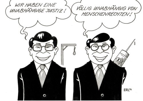 Cartoon: Unabhängige Justiz (medium) by Erl tagged china,justiz,unabhängig,menschenrechte,hinrichtung,todesstrafe,todesurteil,galgen,giftspritze,strafe,rechte,moral