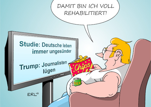 Cartoon: ungesund (medium) by Erl tagged politik,gesundheit,studie,deutschland,deutsche,leben,lebensweise,ungesund,nachrichten,medien,usa,präsident,donald,trump,beschimpfung,journalisten,zeitungen,gewalt,rechtspopulismus,karikatur,erl,politik,gesundheit,studie,deutschland,deutsche,leben,lebensweise,ungesund,nachrichten,medien,usa,präsident,donald,trump,beschimpfung,journalisten,zeitungen,gewalt,rechtspopulismus,karikatur,erl