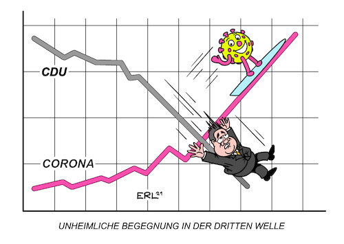 Cartoon: Unheimliche Begegnung (medium) by Erl tagged politik,corona,virus,pandemie,covid19,lockdown,lockerung,öffnung,impfung,impfstoff,test,schnelltest,masken,beschaffung,bereicherung,korruption,versagen,cdu,csu,umfragewerte,fallzahlen,inzidenzwert,dritte,welle,armin,laschet,karikatur,erl,politik,corona,virus,pandemie,covid19,lockdown,lockerung,öffnung,impfung,impfstoff,test,schnelltest,masken,beschaffung,bereicherung,korruption,versagen,cdu,csu,umfragewerte,fallzahlen,inzidenzwert,dritte,welle,armin,laschet,karikatur,erl