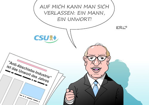 Cartoon: Unwort des Jahres (medium) by Erl tagged politik,sprache,linguistik,unwort,des,jahres,antiabschiebeindustrie,alexander,dobrindt,csu,diffamierung,juristisch,unterstützung,abgelehnte,asylbewerber,abschiebung,diskurs,verlagerung,rechts,verschiebung,grenzen,sagbarkeit,rechtspopulismus,demokratie,karikatur,erl,politik,sprache,linguistik,unwort,des,jahres,antiabschiebeindustrie,alexander,dobrindt,csu,diffamierung,juristisch,unterstützung,abgelehnte,asylbewerber,abschiebung,diskurs,verlagerung,rechts,verschiebung,grenzen,sagbarkeit,rechtspopulismus,demokratie,karikatur,erl