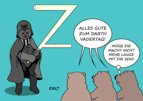 Cartoon: Vadertag (medium) by Erl tagged politik,krieg,russland,ukraine,diktator,wladimir,putin,spezialoperation,darth,vader,star,wars,macht,vatertag,russische,bären,karikatur,erl,politik,krieg,russland,ukraine,diktator,wladimir,putin,spezialoperation,darth,vader,star,wars,macht,vatertag,russische,bären,karikatur,erl