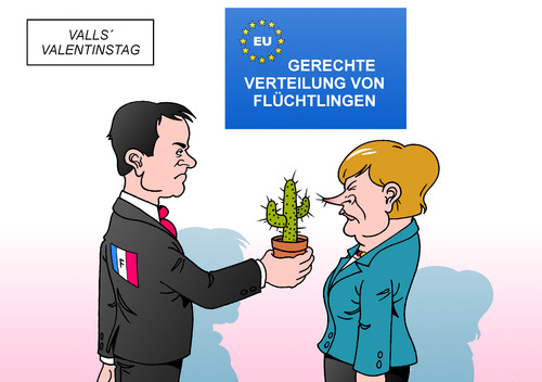 Cartoon: Valls Valentinstag (medium) by Erl tagged flüchtlinge,bürgerkrieg,syrien,eu,aufnahme,verteilung,bundeskanzlerin,angela,merkel,deutschland,solidarität,premierminister,manuel,valls,frankreich,absage,kaktus,valentinstag,karikatur,erl,flüchtlinge,bürgerkrieg,syrien,eu,aufnahme,verteilung,bundeskanzlerin,angela,merkel,deutschland,solidarität,premierminister,manuel,valls,frankreich,absage,kaktus,valentinstag,karikatur,erl