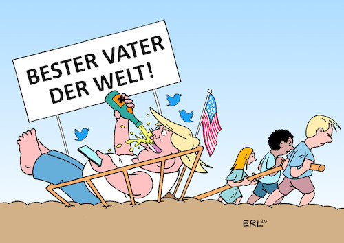 Cartoon: Vatertag (medium) by Erl tagged politik,vatertag,christi,himmelfahrt,usa,präsident,trump,rechtspopulismus,narzissmus,angeber,corona,virus,pandemie,versagen,karren,dreck,kinder,karikatur,erl,politik,vatertag,christi,himmelfahrt,usa,präsident,trump,rechtspopulismus,narzissmus,angeber,corona,virus,pandemie,versagen,karren,dreck,kinder,karikatur,erl