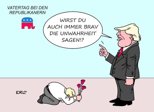 Cartoon: Vatertag (medium) by Erl tagged politik,usa,partei,republikaner,unterwerfung,expräsident,donald,trump,verschwörungstheorie,wahlbetrug,fake,news,lügen,unwahrheit,spaltung,gesellschaft,vatertag,blumen,rosen,kind,kinder,karikatur,erl,politik,usa,partei,republikaner,unterwerfung,expräsident,donald,trump,verschwörungstheorie,wahlbetrug,fake,news,lügen,unwahrheit,spaltung,gesellschaft,vatertag,blumen,rosen,kind,kinder,karikatur,erl