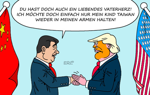 Cartoon: Vatertag in Peking (medium) by Erl tagged politik,usa,trump,besuch,china,xi,vatertag,vater,kind,taiwan,gefühle,väter,karikatur,erl,politik,usa,trump,besuch,china,xi,vatertag,vater,kind,taiwan,gefühle,väter,karikatur,erl