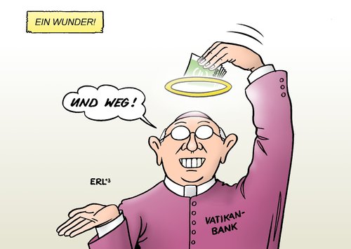 Cartoon: Vatikanbank (medium) by Erl tagged wunder,katholisch,vatikan,kirche,korruption,geldwäsche,vatikanbank,vatikanbank