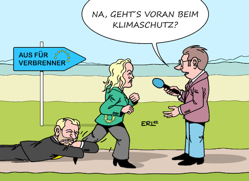 Cartoon: Verbrenner-Aus (medium) by Erl tagged politik,klima,klimaschutz,eu,ziel,co2,neutralität,aus,verbrennungsmotoren,verbrenner,deutschland,bundesregierung,ampel,umweltministerin,steffi,lemke,grüne,finanzminister,christian,lindner,fdp,bremser,karikatur,erl,politik,klima,klimaschutz,eu,ziel,co2,neutralität,aus,verbrennungsmotoren,verbrenner,deutschland,bundesregierung,ampel,umweltministerin,steffi,lemke,grüne,finanzminister,christian,lindner,fdp,bremser,karikatur,erl