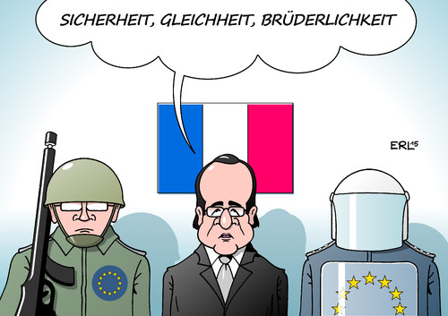 Cartoon: verständlich (medium) by Erl tagged frankreich,paris,terror,anschläge,is,islamismus,gewalt,tod,schock,angst,beistand,eu,sicherheit,freiheit,gleichheit,brüderlichkeit,französische,revolution,soldat,polizist,militär,polizei,präsident,hollande,karikatur,erl,frankreich,paris,terror,anschläge,is,islamismus,gewalt,tod,schock,angst,beistand,eu,sicherheit,freiheit,gleichheit,brüderlichkeit,französische,revolution,soldat,polizist,militär,polizei,präsident,hollande,karikatur,erl