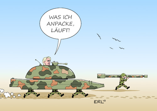 Cartoon: Von der Leyen (medium) by Erl tagged politik,bundeswehr,militär,deutschland,ausrüstung,mängel,veraltet,kaputt,schrott,waffen,flugzeuge,hubschrauber,schiffe,panzer,verteidigungsministerin,ursula,von,der,leyen,vorzeigeprojekte,auslandseinsätze,einsätze,bundeswehreinsatz,soldaten,laufen,läuft,karikatur,erl,politik,bundeswehr,militär,deutschland,ausrüstung,mängel,veraltet,kaputt,schrott,waffen,flugzeuge,hubschrauber,schiffe,panzer,verteidigungsministerin,ursula,von,der,leyen,vorzeigeprojekte,auslandseinsätze,einsätze,bundeswehreinsatz,soldaten,laufen,läuft,karikatur,erl