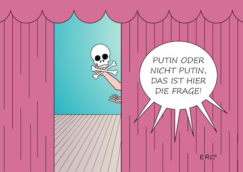 Cartoon: Vorhang auf! (medium) by Erl tagged politik,russland,präsident,wladimir,putin,opposition,alexej,nawalny,gegner,kritiker,häufung,fälle,vergiftung,ermordung,frage,auftraggeber,theater,vorhang,hamlet,karikatur,erl,politik,russland,präsident,wladimir,putin,opposition,alexej,nawalny,gegner,kritiker,häufung,fälle,vergiftung,ermordung,frage,auftraggeber,theater,vorhang,hamlet,karikatur,erl