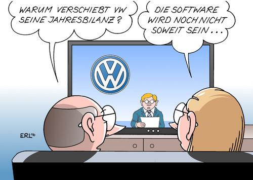 Cartoon: VW 1 (medium) by Erl tagged vw,volkswagen,abgasskandal,manipulation,abgastest,software,klagen,schadensersatz,forderungen,bilanz,jahresbilanz,unsicherheit,aufschub,verschieben,betrug,auto,autobauer,automobilindustrie,karikatur,erl,vw,volkswagen,abgasskandal,manipulation,abgastest,software,klagen,schadensersatz,forderungen,bilanz,jahresbilanz,unsicherheit,aufschub,verschieben,betrug,auto,autobauer,automobilindustrie,karikatur,erl