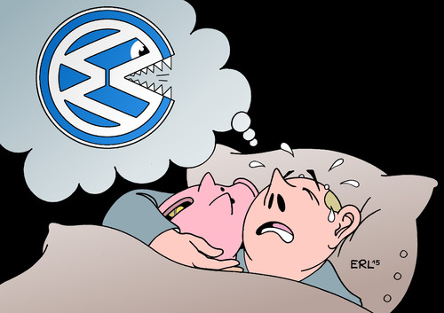 Cartoon: VW (medium) by Erl tagged vw,manipulation,abgaswerte,abgase,schadstoffe,schadstoffausstoß,software,motor,test,auto,autobauer,volkswagen,konzern,gewinneinbruch,kosten,umrüstung,aktien,verlust,ersparnis,alptraum,sparer,sparschwein,karikatur,erl,vw,manipulation,abgaswerte,abgase,schadstoffe,schadstoffausstoß,software,motor,test,auto,autobauer,volkswagen,konzern,gewinneinbruch,kosten,umrüstung,aktien,verlust,ersparnis,alptraum,sparer,sparschwein,karikatur,erl