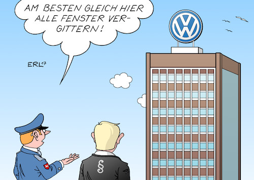 Cartoon: VW (medium) by Erl tagged vw,volkswagen,auto,konzern,autobauer,diesel,affäre,abgasskandal,abgastest,manipulation,software,ermittlungen,staatsanwalt,vorstände,chef,matthias,müller,vorwurf,marktmanipulation,börse,aktien,finanzen,kapitalmarkt,porsche,justiz,karikatur,erl,vw,volkswagen,auto,konzern,autobauer,diesel,affäre,abgasskandal,abgastest,manipulation,software,ermittlungen,staatsanwalt,vorstände,chef,matthias,müller,vorwurf,marktmanipulation,börse,aktien,finanzen,kapitalmarkt,porsche,justiz,karikatur,erl