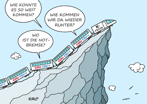 Cartoon: W-Fragen (medium) by Erl tagged politik,partei,cdu,csu,kanzlerkandidat,frage,armin,laschet,nrw,ministerpräsident,bayern,markus,söder,umfragen,oben,machtkampf,beschädigung,situation,verfahren,lösung,rückzug,gesicht,wahren,ratlosigkeit,gipfel,spitze,abgrund,zug,karikatur,erl,politik,partei,cdu,csu,kanzlerkandidat,frage,armin,laschet,nrw,ministerpräsident,bayern,markus,söder,umfragen,oben,machtkampf,beschädigung,situation,verfahren,lösung,rückzug,gesicht,wahren,ratlosigkeit,gipfel,spitze,abgrund,zug,karikatur,erl