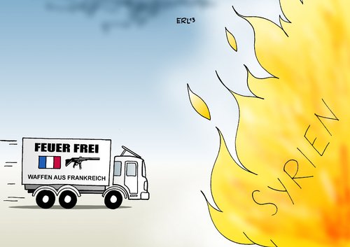 Cartoon: Waffen für die Rebellen (medium) by Erl tagged syrien,bürgerkrieg,diktator,assad,rebellen,frankreich,waffen,waffenlieferung,feuer,frei,syrien,bürgerkrieg,diktator,assad,rebellen,frankreich,waffen,waffenlieferung,feuer,frei