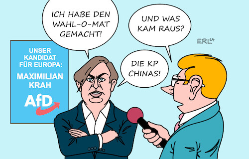 Cartoon: Wahl-O-Mat (medium) by Erl tagged politik,mitarbeiter,durchsuchung,büro,kandidat,europawahl,maximilian,krah,afd,verdacht,spionage,china,geheimdienst,agent,rechtsextremismus,sympathie,diktatur,wahl,mat,partei,präferenz,kp,chinas,karikatur,erl,politik,mitarbeiter,durchsuchung,büro,kandidat,europawahl,maximilian,krah,afd,verdacht,spionage,china,geheimdienst,agent,rechtsextremismus,sympathie,diktatur,wahl,mat,partei,präferenz,kp,chinas,karikatur,erl