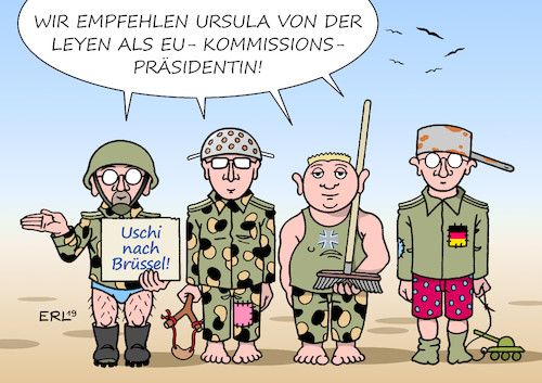 Cartoon: Wahlempfehlung (medium) by Erl tagged politik,eu,brüssel,posten,kommissionspräsidentin,kandidatin,ursula,von,der,leyen,werbung,fraktionen,europaparlament,strassburg,verteidigungsministerin,bundeswehr,bilanz,durchwachsen,karikatur,erl,politik,eu,brüssel,posten,kommissionspräsidentin,kandidatin,ursula,von,der,leyen,werbung,fraktionen,europaparlament,strassburg,verteidigungsministerin,bundeswehr,bilanz,durchwachsen,karikatur,erl