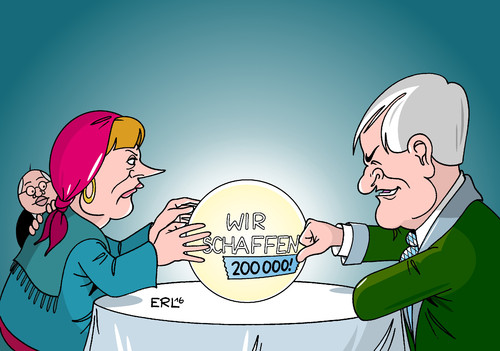 Cartoon: Wahrsager (medium) by Erl tagged flüchtlinge,eu,deutschland,bundeskanzlerin,angela,merkel,ministerpräsident,horst,seehofer,obergrenze,prognose,vorhersage,wahrsager,wahrsagerin,kugel,kristallkugel,rabe,altmaier,cdu,csu,union,karikatur,erl,flüchtlinge,eu,deutschland,bundeskanzlerin,angela,merkel,ministerpräsident,horst,seehofer,obergrenze,prognose,vorhersage,wahrsager,wahrsagerin,kugel,kristallkugel,rabe,altmaier,cdu,csu,union,karikatur,erl