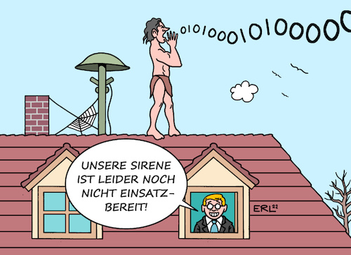 Cartoon: Warntag (medium) by Erl tagged politik,deutschland,warntag,test,sirenen,warnung,gefahr,infrastruktur,marode,tarzan,schrei,ruf,dach,karikatur,erl,politik,deutschland,warntag,test,sirenen,warnung,gefahr,infrastruktur,marode,tarzan,schrei,ruf,dach,karikatur,erl