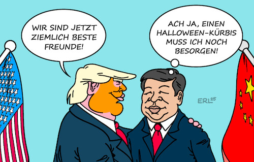 Cartoon: Was Politiker wirklich denken I (medium) by Erl tagged politik,treffen,trump,xi,halloween,karikatur,erl,politik,treffen,trump,xi,halloween,karikatur,erl
