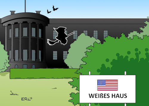 Cartoon: Weißes Haus (medium) by Erl tagged politik,usa,donald,trump,impeachment,amtsenthebungsverfahren,telefonat,präsident,ukraine,wolodymyr,selenskyj,drängen,untersuchung,sohn,joe,biden,demokrat,präsidentschaft,bewerber,konkurrent,hexenjagd,hexenhaus,karikatur,erl,politik,usa,donald,trump,impeachment,amtsenthebungsverfahren,telefonat,präsident,ukraine,wolodymyr,selenskyj,drängen,untersuchung,sohn,joe,biden,demokrat,präsidentschaft,bewerber,konkurrent,hexenjagd,hexenhaus,karikatur,erl