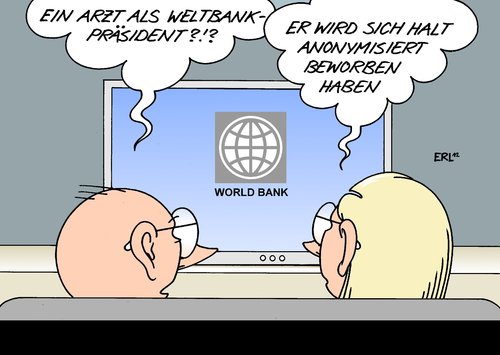 Cartoon: Weltbankpräsident (medium) by Erl tagged chancen,migranten,frauen,anonymisiert,job,bewerbung,studie,mediziner,arzt,usa,kim,yong,jim,präsident,weltbank,weltbank,präsident,jim yong kim,usa,arzt,studie,bewerbung,migranten,anonymisiert,jim,yong,kim