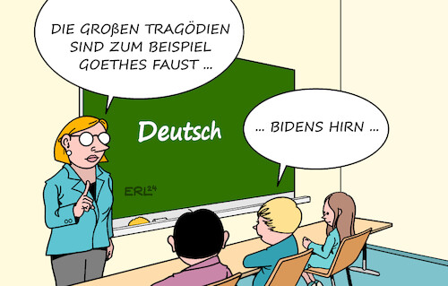 Cartoon: Weltliteratur (medium) by Erl tagged politik,usa,wahl,präsidentschaft,präsidentschaftswahl,kandidat,kandidatur,demokraten,präsident,joe,biden,alt,gebrechlich,wortfindungsstörungen,verwechslung,namen,alter,problem,demenz,tragödie,deutsch,literatur,goethes,faust,bidens,hirn,karikatur,erl,politik,usa,wahl,präsidentschaft,präsidentschaftswahl,kandidat,kandidatur,demokraten,präsident,joe,biden,alt,gebrechlich,wortfindungsstörungen,verwechslung,namen,alter,problem,demenz,tragödie,deutsch,literatur,goethes,faust,bidens,hirn,karikatur,erl