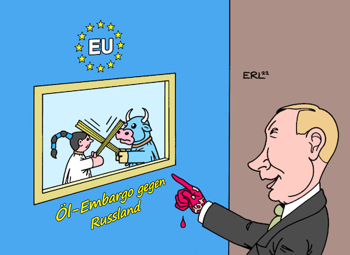 Cartoon: Wenn sich zwei streiten (medium) by Erl tagged politik,krieg,angriff,überfall,russland,ukraine,eu,sanktionen,verschärfung,öl,embargo,streit,uneinigkeit,freude,wladimir,putin,kasperltheater,europa,stier,karikatur,erl,politik,krieg,angriff,überfall,russland,ukraine,eu,sanktionen,verschärfung,öl,embargo,streit,uneinigkeit,freude,wladimir,putin,kasperltheater,europa,stier,karikatur,erl