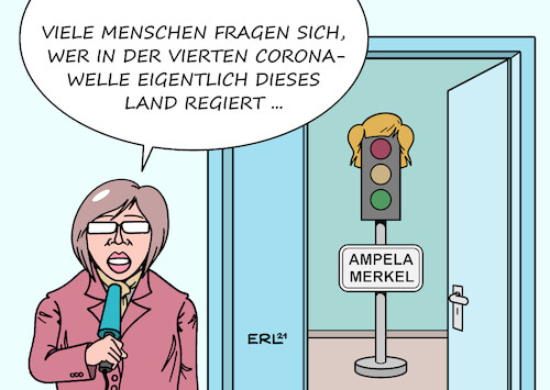 Cartoon: Wer regiert? (medium) by Erl tagged politik,corona,virus,pandemie,covid19,vierte,welle,maßnahmen,zaghaft,regierung,übergang,angela,merkel,cdu,olaf,scholz,spd,grüne,fdp,ampel,rot,gelb,grün,karikatur,erl,politik,corona,virus,pandemie,covid19,vierte,welle,maßnahmen,zaghaft,regierung,übergang,angela,merkel,cdu,olaf,scholz,spd,grüne,fdp,ampel,rot,gelb,grün,karikatur,erl