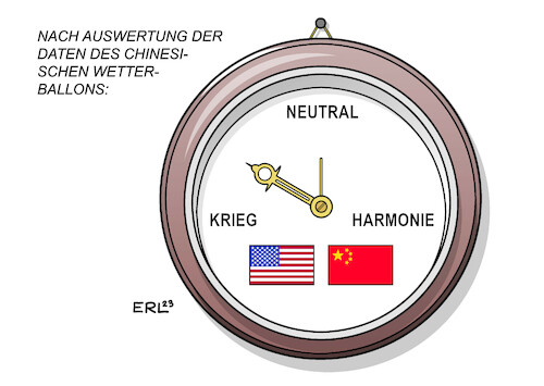 Cartoon: Wetterlage (medium) by Erl tagged politik,geheimdienst,spionage,spionageballon,china,usa,ausspähen,atomanlagen,ballon,abschuss,joe,biden,xi,jinping,protest,ausrede,wetterballon,wetterdaten,auswertung,wetterlage,spannungen,krieg,barometer,karikatur,erl,politik,geheimdienst,spionage,spionageballon,china,usa,ausspähen,atomanlagen,ballon,abschuss,joe,biden,xi,jinping,protest,ausrede,wetterballon,wetterdaten,auswertung,wetterlage,spannungen,krieg,barometer,karikatur,erl