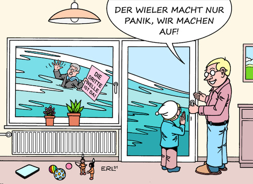 Cartoon: Wieler warnt (medium) by Erl tagged politik,corona,virus,pandemie,lockdown,impfung,öffnung,lockerung,mutationen,rki,robert,koch,institut,warnung,dritte,welle,lothar,wieler,karikatur,erl,politik,corona,virus,pandemie,lockdown,impfung,öffnung,lockerung,mutationen,rki,robert,koch,institut,warnung,dritte,welle,lothar,wieler,karikatur,erl