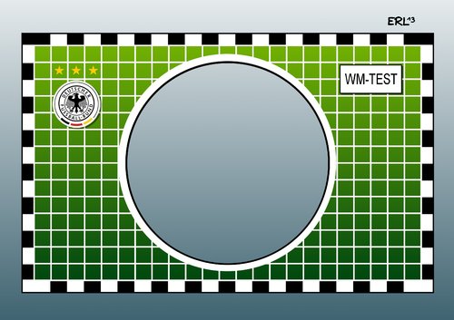 Cartoon: WM-Test (medium) by Erl tagged fußball,spiel,länderspiel,deutschland,paraguay,test,wm,weltmeisterschaft,2014,brasilien,torwand,abwehr,schwäche,schlecht,dfb,nationalmannschaft,fußball,spiel,länderspiel,deutschland,paraguay,test,wm,weltmeisterschaft,2014,brasilien,torwand,abwehr,schwäche,schlecht,dfb,nationalmannschaft