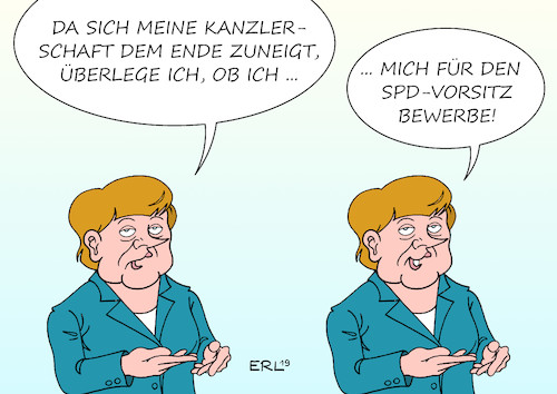 Cartoon: Zukunftspläne (medium) by Erl tagged politik,bundeskanzlerin,angela,merkel,cdu,letzte,amtszeit,zukunft,offen,spd,suche,nachfolger,nachfolgerin,andrea,nahles,partei,vorsitz,bewerbung,frist,beginn,karikatur,erl,politik,bundeskanzlerin,angela,merkel,cdu,letzte,amtszeit,zukunft,offen,spd,suche,nachfolger,nachfolgerin,andrea,nahles,partei,vorsitz,bewerbung,frist,beginn,karikatur,erl