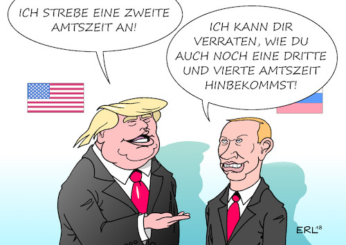 Cartoon: zweite Amtszeit (medium) by Erl tagged politik,treffen,präsident,donald,trump,usa,russland,wladimir,putin,weltpolitik,nationalismus,rechtspopulismus,gefahr,demokratie,zweite,amtszeit,dritte,vierte,tricks,tricksereien,verdacht,wahlkampf,einflussnahme,social,media,facebook,karikatur,erl,politik,treffen,präsident,donald,trump,usa,russland,wladimir,putin,weltpolitik,nationalismus,rechtspopulismus,gefahr,demokratie,zweite,amtszeit,dritte,vierte,tricks,tricksereien,verdacht,wahlkampf,einflussnahme,social,media,facebook,karikatur,erl