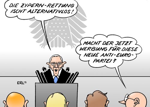 Cartoon: Zypern-Rettung (medium) by Erl tagged wolfgang,finanzminister,bundestag,antieuro,deutschland,alternative,neu,partei,alternativlos,zypern,rettungspaket,rettungsschirm,rettung,krise,euro,eu,schäuble,eu,euro,krise,rettung,rettungsschirm,rettungspaket,zypern,alternativlos,partei,neu,alternative,deutschland,antieuro,finanzminister,wolfgang,schäuble