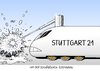 Cartoon: Auf der schwäbschen Eisenbahn (small) by Erl tagged stuttgart,21,bahnhof,neubau,abriss,protest,räumung,wasserwerfer,zug,bahn