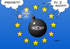 Cartoon: Brexit (small) by Erl tagged großbritannien,uk,eu,brexit,europa,europäische,union,werte,freiheit,frieden,sicherheit,solidarität,wirtschaft,handel,freihandel,nationalismus,egoismus,spaltung,zerstörung,bombe,zündschnur,lunte,fackel,feuer,sterne,karikatur,erl